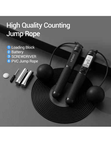 Cuerda de Salto Inteligente UMAY Sin Cable Ajustable con Pantalla LCD