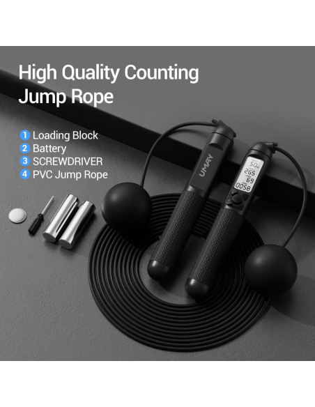 Cuerda de Salto Inteligente UMAY Sin Cable Ajustable con Pantalla LCD