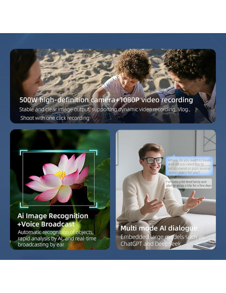 Gafas Inteligentes QJF con Cámara 1080P y Bluetooth