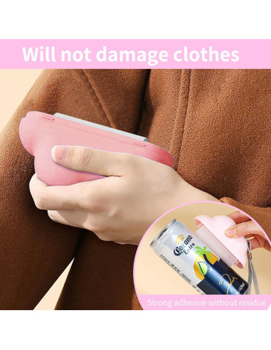 Mini Rodillo Quitapelusas Aklimida Rosa Reutilizable 10 Rollos