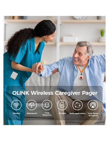 Botón de Llamada Inalámbrico OLINK para Ancianos 600m