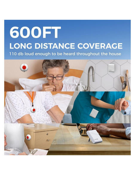 Botón de Llamada Inalámbrico OLINK para Ancianos 600m