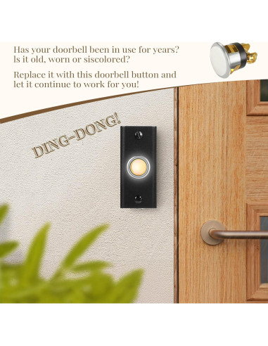 Kit de Botón de Timbre Iluminado Ayzsdnh 2 Piezas Dorado