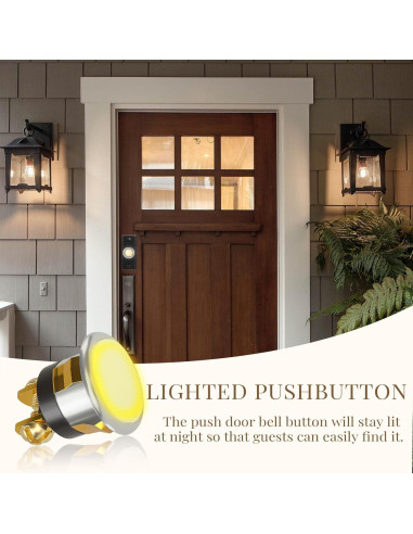 Kit de Botón de Timbre Iluminado Ayzsdnh 2 Piezas Dorado