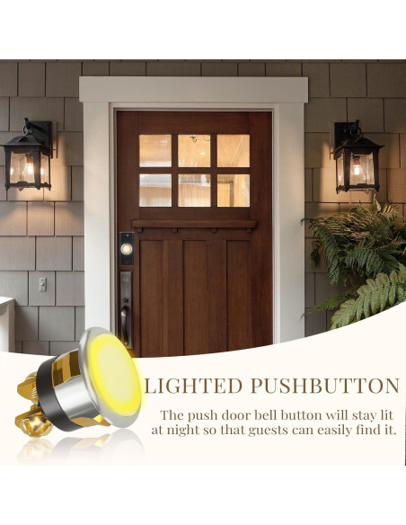 Kit de Botón de Timbre Iluminado Ayzsdnh 2 Piezas Dorado
