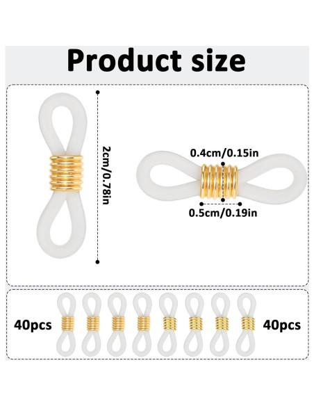 80 Conectores de Goma para Gafas Psyqtsuary Antideslizantes