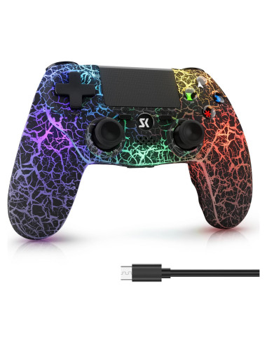 Controlador Inalámbrico ISHAKO para PS4/Pro/Slim - RGB, 1000mAh