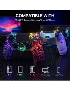 Controlador Inalámbrico ISHAKO para PS4/Pro/Slim - RGB, 1000mAh 2