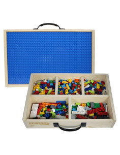 Organizador de Bloques de Madera Toblock - 5 Compartimentos Azul