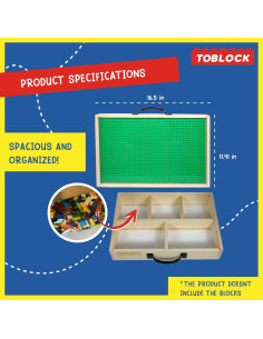 Organizador de Bloques de Madera Toblock - 5 Compartimentos Azul 2