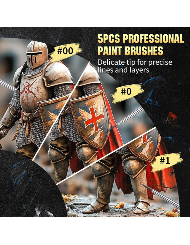 Juego de 5 Pinceles de Sable Kolinsky Lenbicki para Detalles Finos