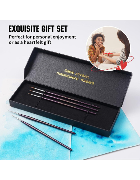 Juego de 5 Pinceles de Sable Kolinsky Lenbicki para Detalles Finos