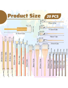 Juego de 20 Pinceles para Cerámica Josojoou - Lana y Madera 2