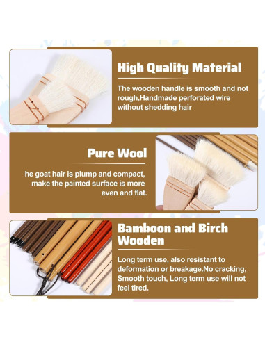 Juego de 20 Pinceles para Cerámica Josojoou - Lana y Madera