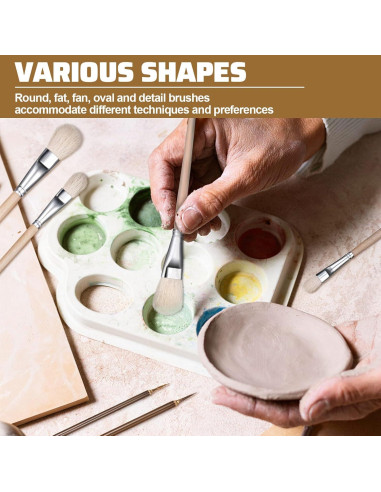 Juego de 20 Pinceles para Cerámica Josojoou - Lana y Madera