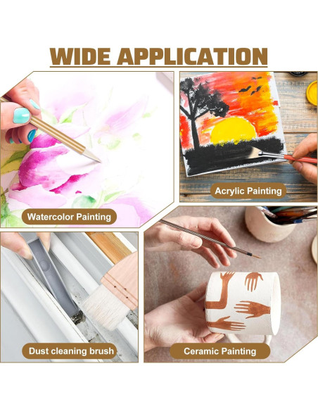 Juego de 20 Pinceles para Cerámica Josojoou - Lana y Madera