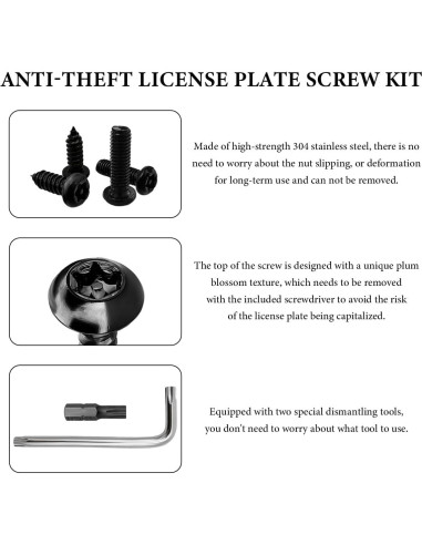 Kit de Tornillos Antirrobo para Placas de Licencia NYTKL M6