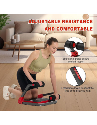 HOTSWEAT Máquina de Abdominales Plegable 150 kg Rojo