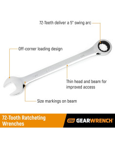 Juego de Llaves de Carraca GEARWRENCH 34 Piezas SAE y Métrico 2