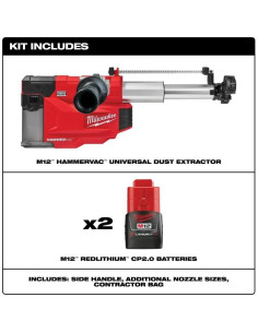 Extractor de Polvo Milwaukee M12 HAMMERVAC 2509-22 12V 2