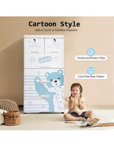 Cajonera de Plástico KWHXJ 6 Cajones Multicolor 35x50x102cm