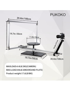 Deslizador de cámara rotativo PUKOKO 360 para DSLR 2