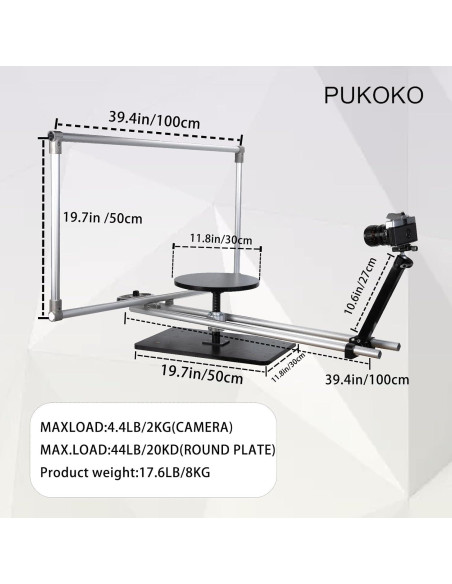 Deslizador de cámara rotativo PUKOKO 360 para DSLR