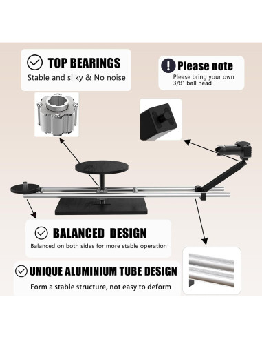 Deslizador de cámara rotativo PUKOKO 360 para DSLR