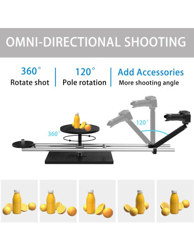 Deslizador de cámara rotativo PUKOKO 360 para DSLR