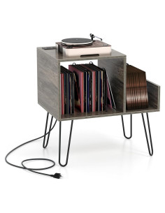 Soporte para Tocadiscos Giantex con Estación de Carga y Almacenamiento