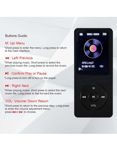 Reproductor MP3 Arungo 64GB con Altavoz y Auriculares