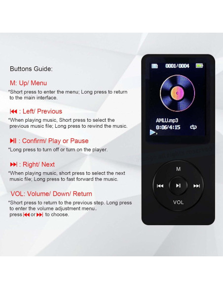 Reproductor MP3 Arungo 64GB con Altavoz y Auriculares