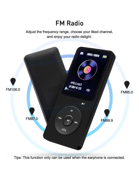 Reproductor MP3 Arungo 64GB con Altavoz y Auriculares