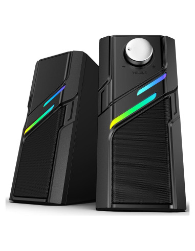 Altavoces LENRUE E66 para PC, sonido potente, USB y AUX