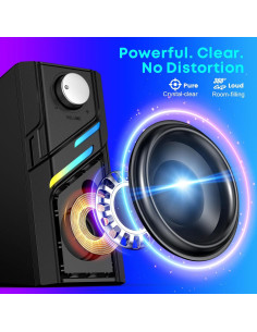 Altavoces LENRUE E66 para PC, sonido potente, USB y AUX 2