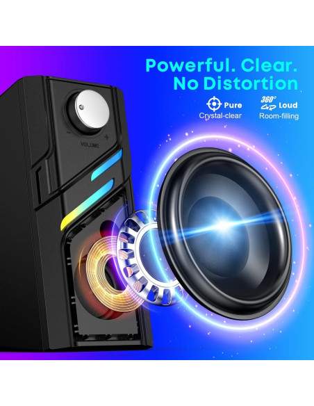 Altavoces LENRUE E66 para PC, sonido potente, USB y AUX