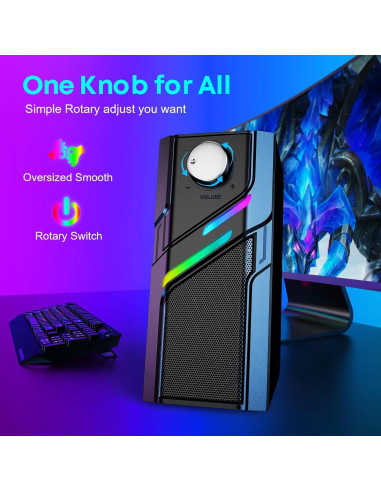 Altavoces LENRUE E66 para PC, sonido potente, USB y AUX