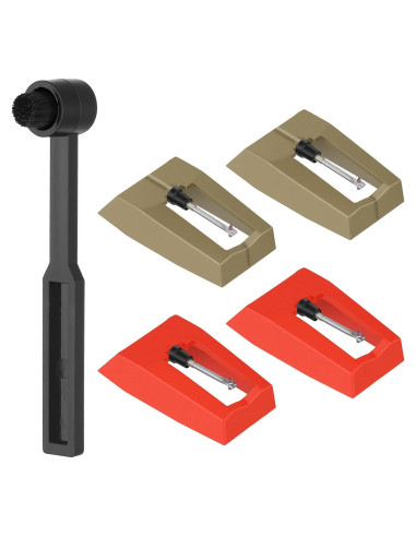 4 Agujas de Reemplazo para Tocadiscos + Cepillo de Limpieza