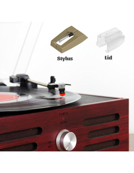 4 Agujas de Reemplazo para Tocadiscos + Cepillo de Limpieza