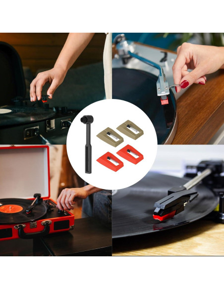 4 Agujas de Reemplazo para Tocadiscos + Cepillo de Limpieza