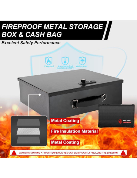 Caja de Seguridad a Prueba de Fuego Polspag Grande con Llave