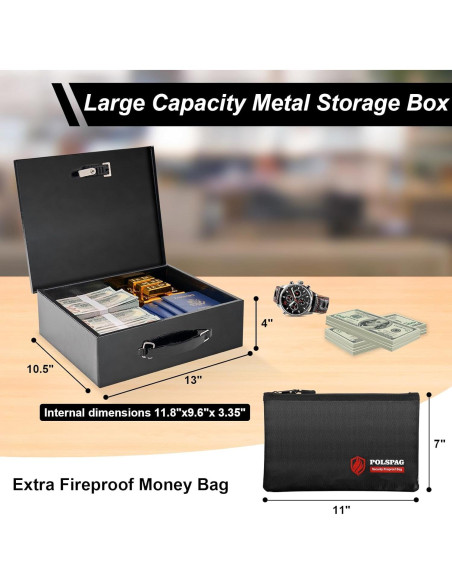 Caja de Seguridad a Prueba de Fuego Polspag Grande con Llave