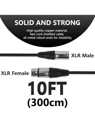 Cable de Micrófono XLR Macho a Hembra 3m GEEKRIA para Audio-Technica