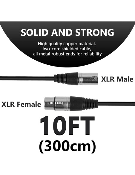 Cable de Micrófono XLR Macho a Hembra 3m GEEKRIA para Audio-Technica