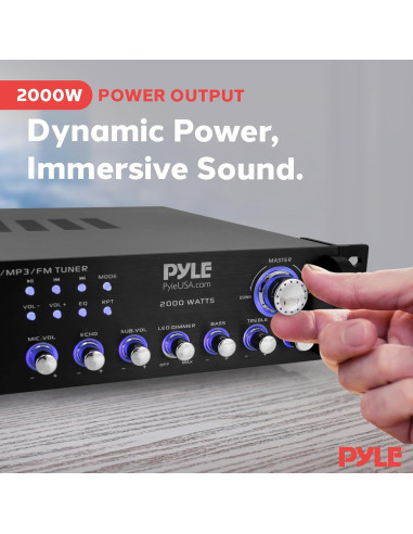 Receptor Preamplificador Bluetooth Pyle P2001BT 2000W Multicanal