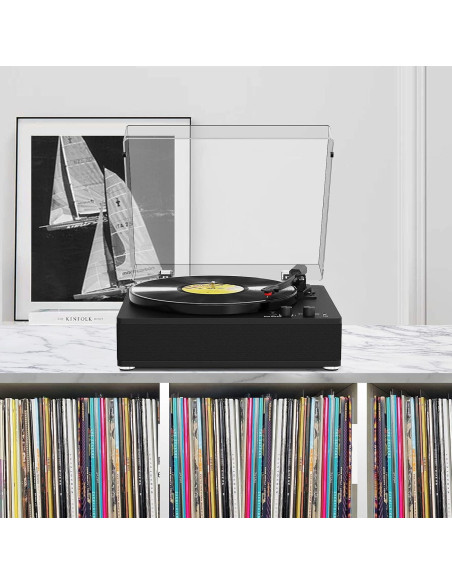 Reproductor de Vinilo Bluetooth TANLANIN TE-3008BK-TA 3 Velocidades