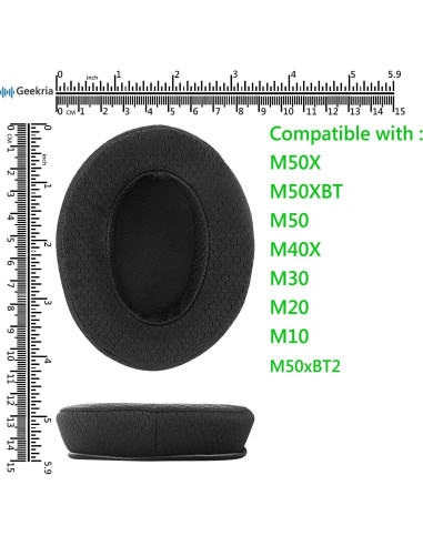 Almohadillas de Repuesto Geekria para Auriculares ATH M50X, M40X, M30X - 2 Unidades