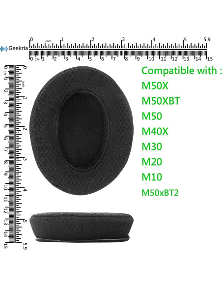 Almohadillas de Repuesto Geekria para Auriculares ATH M50X, M40X, M30X - 2 Unidades