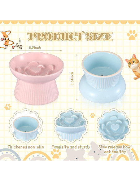 Cuencos Elevados para Gatos Layhit de Cerámica 15x9cm 2 Piezas