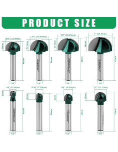 Conjunto de 8 Fresas de Carburo Knoweasy 1/4" para Madera 2